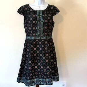 J Crew 100% Silk Black Floral Pattern Dress 4